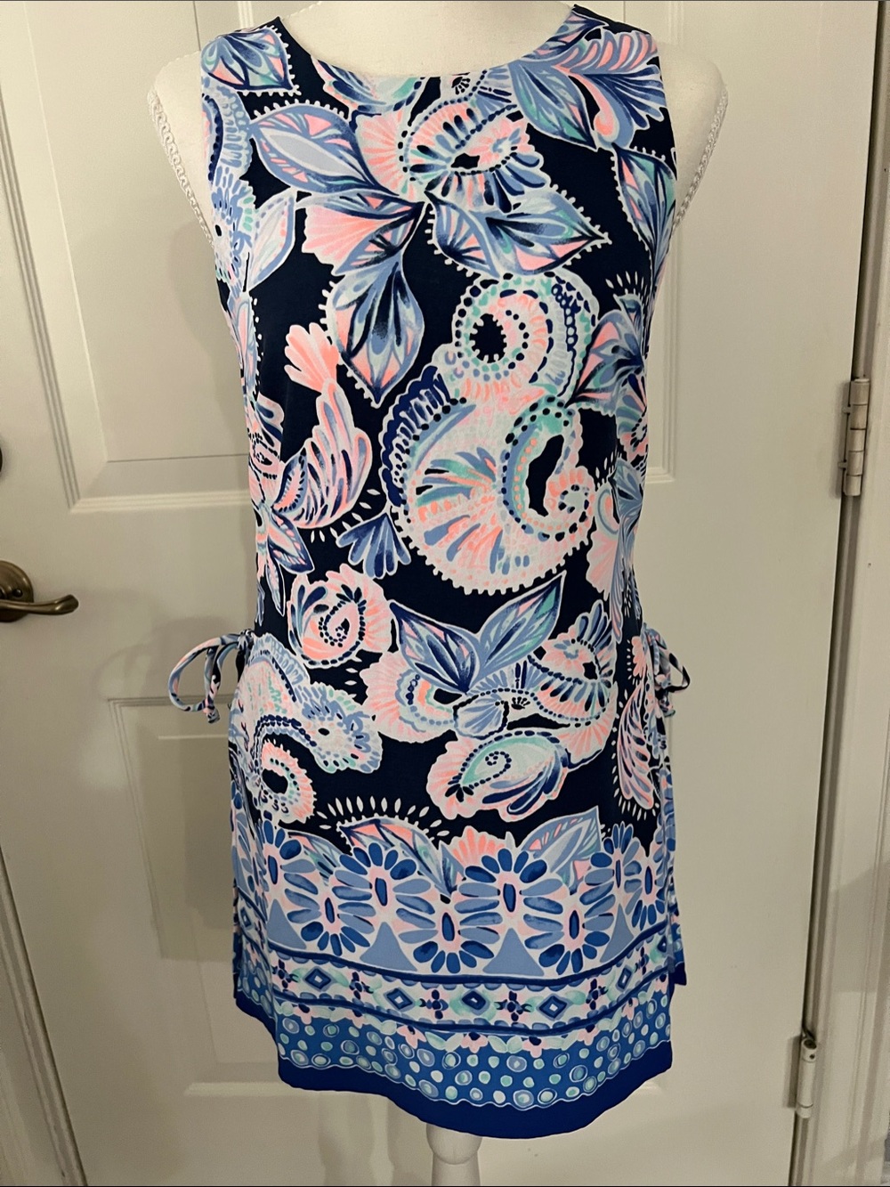 Lilly Pulitzer Navy Blue Pink Multi Floral Shift Dress